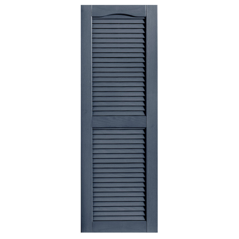 Paire de volets à persiennes cathédrale personnalisés ouverts, H39 po x l 16 po x P 1 po, Indigo
