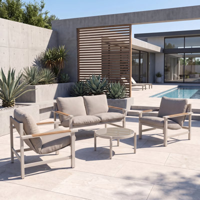 4-Person Aluminum Outdoor Conversation Set with Weather-Resistant Cushion