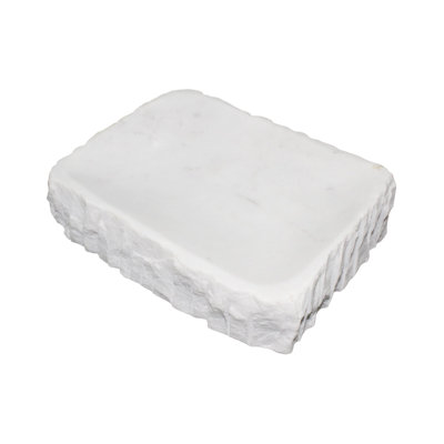 White Marble Rect. Bowl W/Uneven Edges Sm.