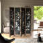 6 Ft. Tall Black Lacquer Room Divider - Birds And Flowers