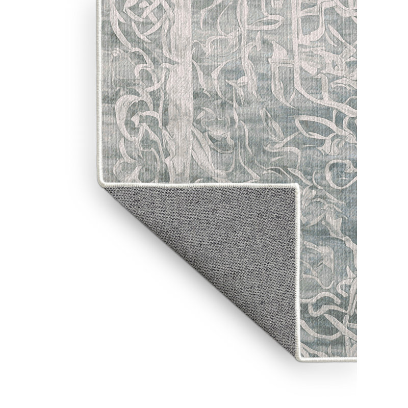 Machine Washable Green Area Rug, Runner 2' x 5'