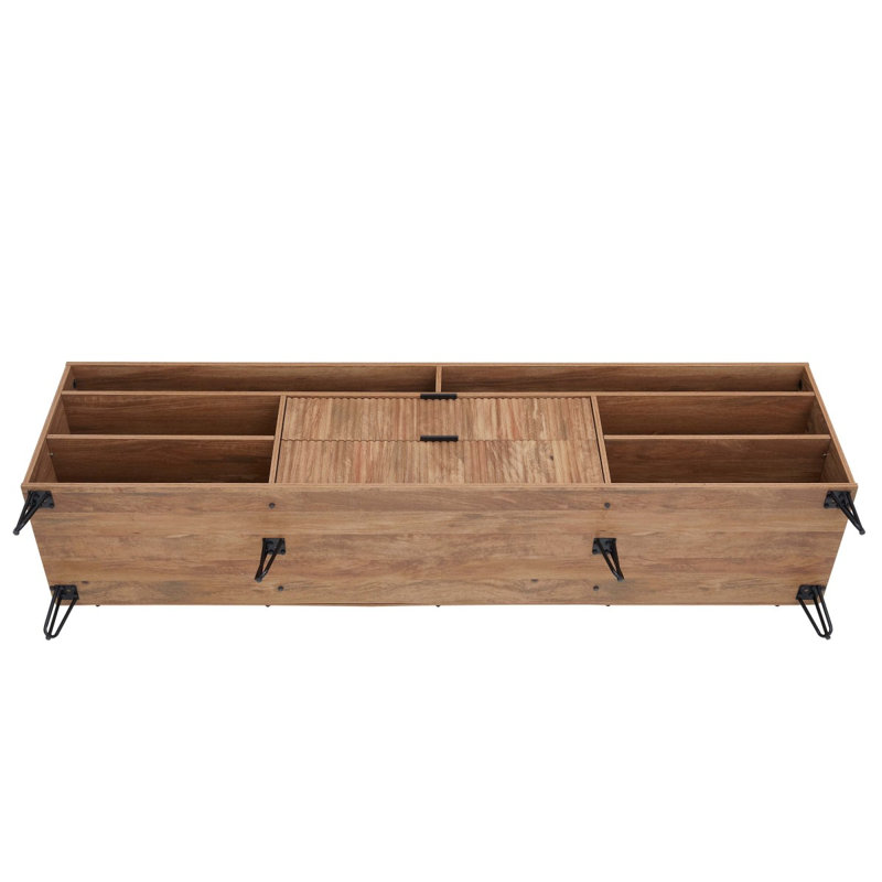 Meuble télé cannelé 63 po Dumbo, H 26,77 po x l 62,99 po x P 17,99 po, Vert olive