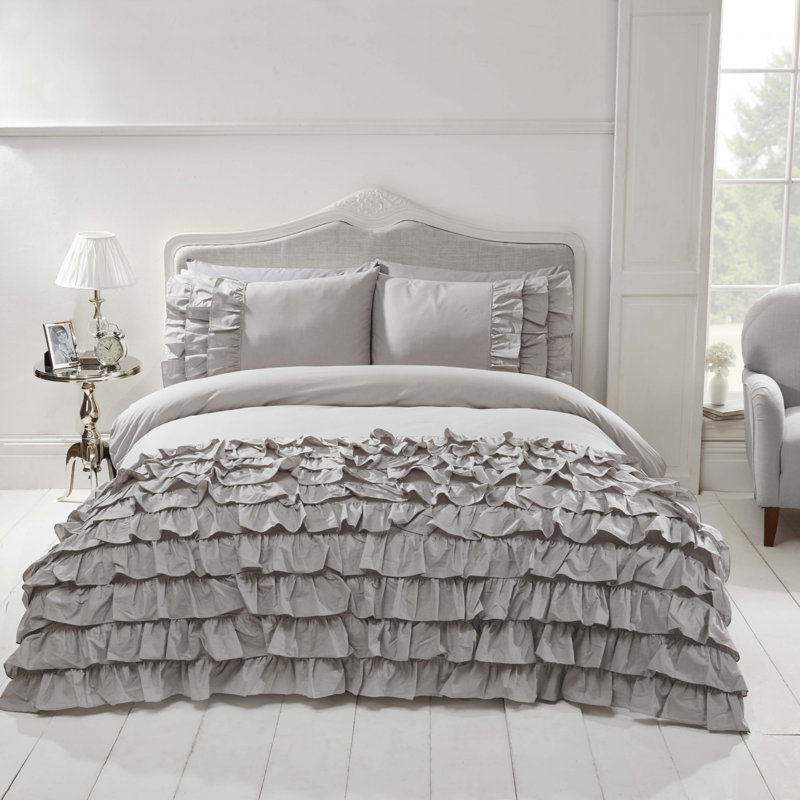 Acuff Cotton Blend No Pattern Duvet Cover with Pillowcases Included, Single Duvet Cover + 1 Standard Pillowcase, Grey
