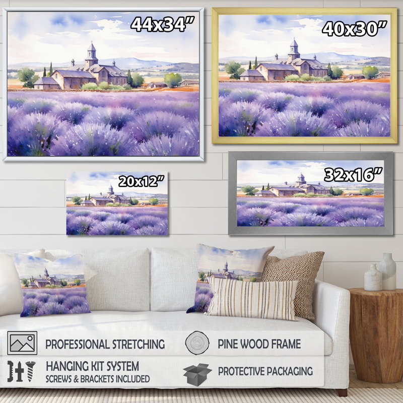 «Calming Lavender Hues III», reproduction sur toile, Cadre photo blanc, H 30 po x l 40 po x P 1,5 po
