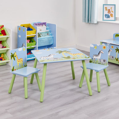 Safari Kids 3 Piece Square Play Or Activity Table and Chair Set
