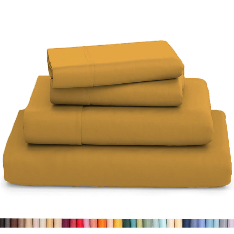 Ultra Soft Bamboo Sheet Set - 4 Pc Set - Wrinkle Resistant - Cooling Sheets with Deep Pockets, Medallion Gold