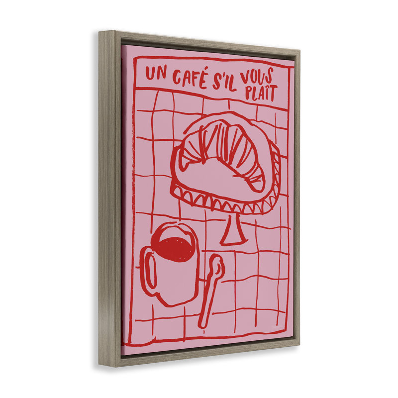 Cadre flottant Cafe Brunch Doodles, design par Jenaya Jackson, H 21 po x l 17 po, Cadre flottant orme Montalcino