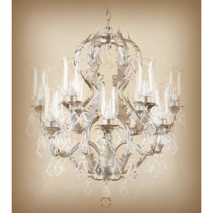 Lustre unique classique / traditionnel à 12 lumières avec détails en cristal