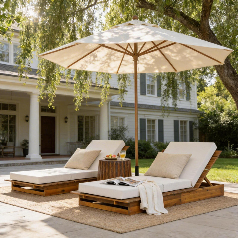 Méridiennes de patio réglables, chaise longue moderne en bois d'acacia
