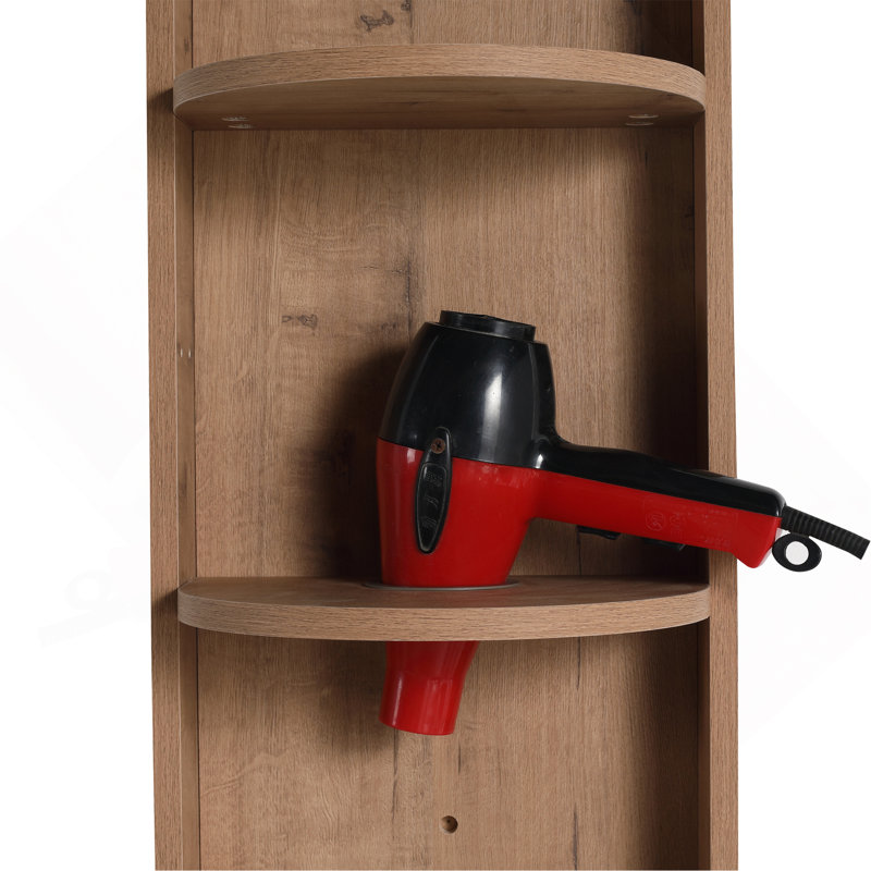 12" Bathroom Wall-Mounted Storage Rack, Float Mounting Design, Imitative Oak
