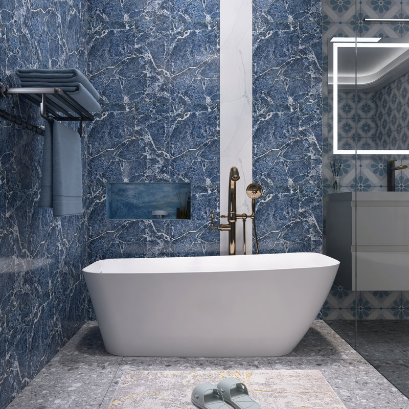 59'' x 28'' Freestanding Acrylic Soaking Bathtub in White