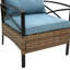 Mobilier d'extérieur bleu pour patio - Ensemble de salle à manger modulaire 4 pièces avec coussins et table-1085863416