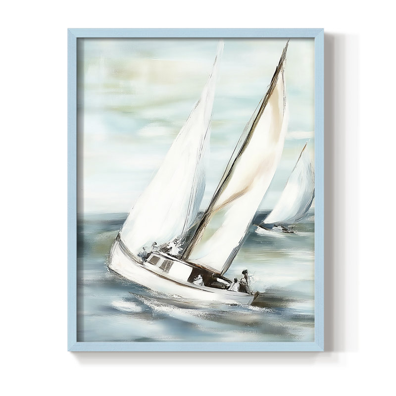 NAUTICAL Series L III, reproduction encadrée - bois massif, H 11 po x l 9 po, Bleu