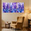 Plantes et fleurs fleurs mauves sur fond bleu avec ensemble de 3 impressions murales sur toile-1314920616