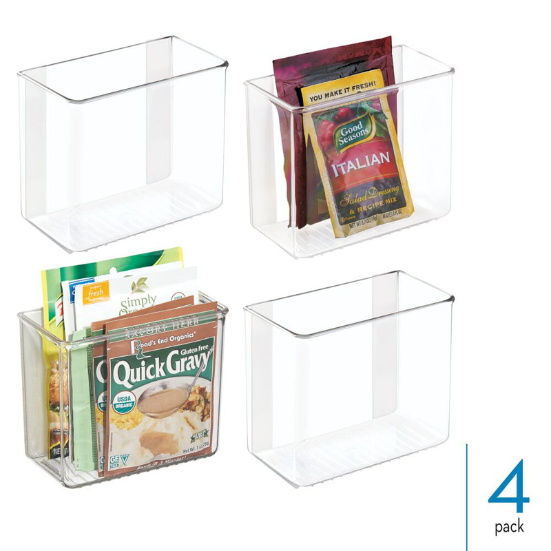 Clear Acrylic Adhesive Organizer Bins for Kitchen, Pack of 4