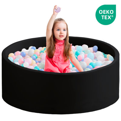 Kids Foam Ball Pit for Toddlers with Large Baby Ball Pit with Soft Memory Sponge Indoor Outdoor Toys,Black（No Balls Included）