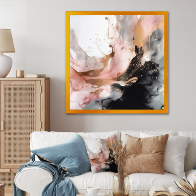 Texture de marbre rose doré IV - impression sur toile de marbre abstrait