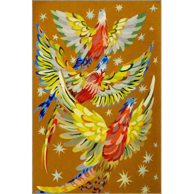 Orange Bird Modern Decorative Rug