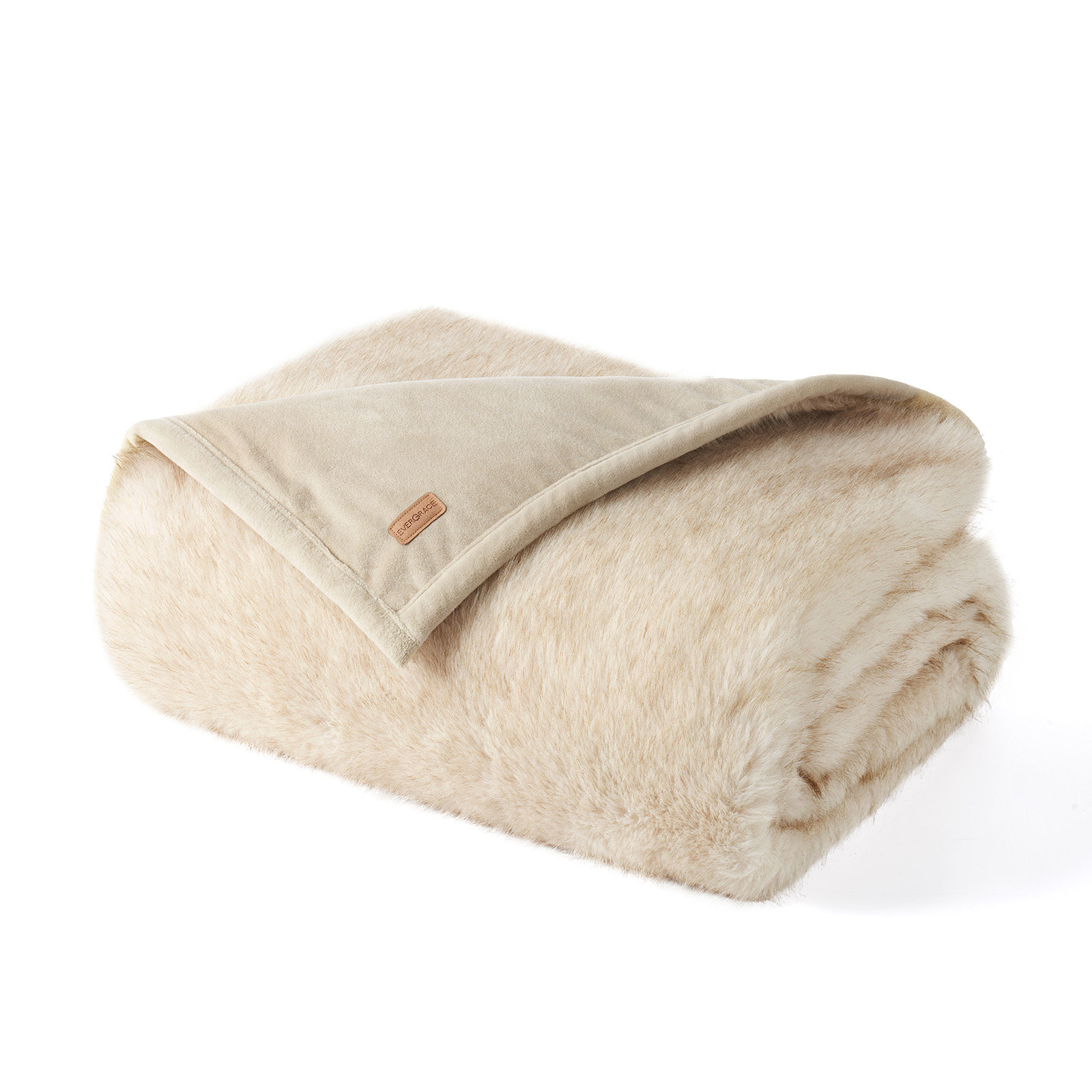 Luxe Faux Fur Throw Blanket, Tipped Golden Fox Ombre, Throw