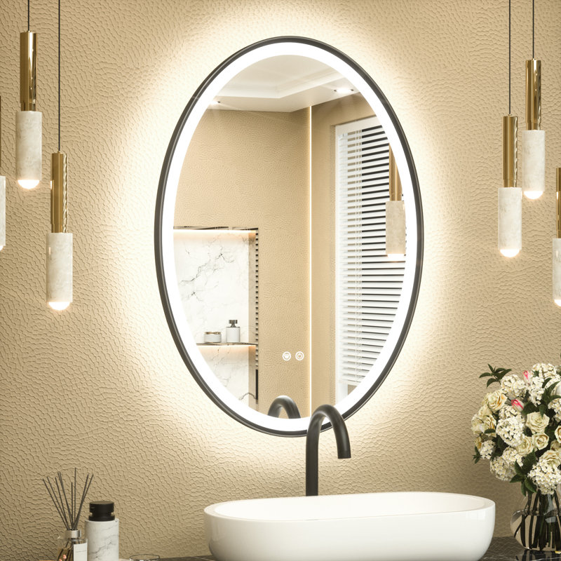 Miroir de salle de bain Chatmon, Noir mat, 28 po x 20 po