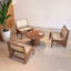 Chaise d'appoint moderne Mid-Century, méridienne en rotin pour le salon, fauteuil en bois de coin Boho pour chambre à coucher et balcon, noyer