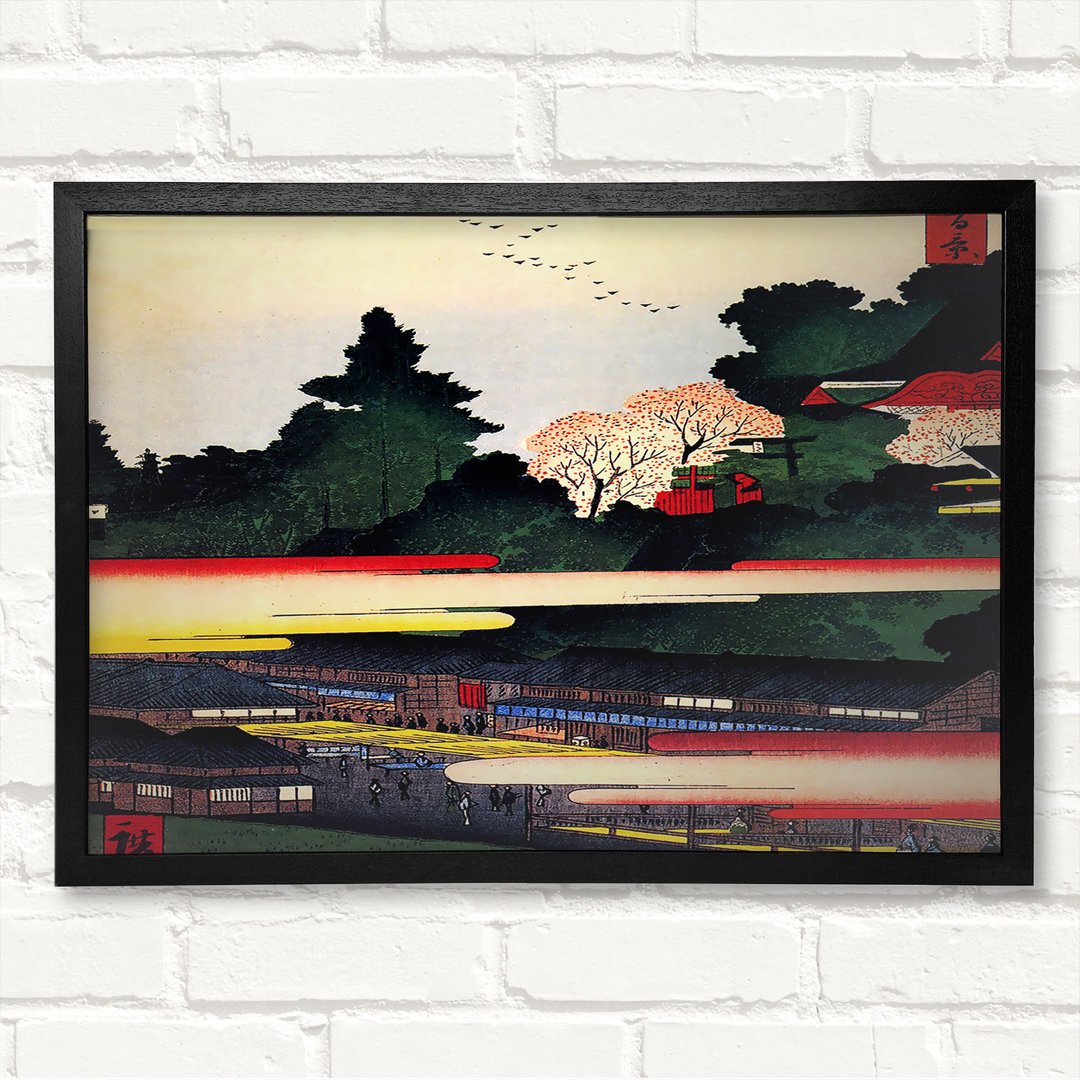 Gerahmtes Leinwandbild Ichigaya Hachiman Shrine von Hiroshige