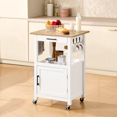 18x23in Kitchen Island Cart Rolling Storage Table with Single Door Cabinet by Winston Porter