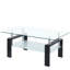 Table basse de salon en verre trempé transparent, 2 couches