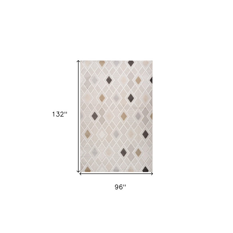 Tapis abstrait crème et beige 8 pi x 11 pi