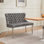 Banc en velours pour causeuse double, sièges de cuisine et de salle à manger, banc capitonné à 2 places avec boutons faits à la main, dossier à oreilles, pieds en acier inoxydable argenté brossé, style Mid-Century, paquet simple, gris