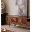 Console de télévision en bois massif de style Mid-Century avec tiroirs géométriques