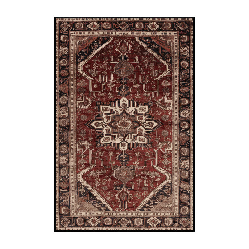 Tapis persan noir lavable à la machine, Rectangulaire 8 pi x 12 pi