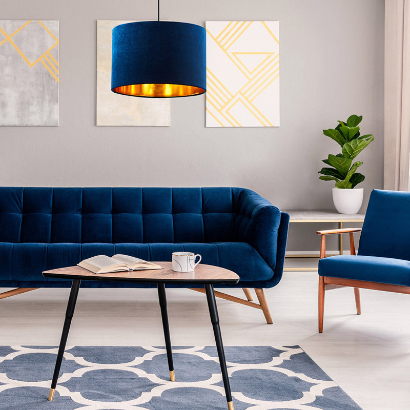 Tercino 1 - Light Pendant, 170cm H x 38cm W x 38cm D, Blue/Gold colors
