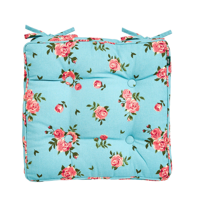 Set Of Two Rose Square Seat Cushions, Blue