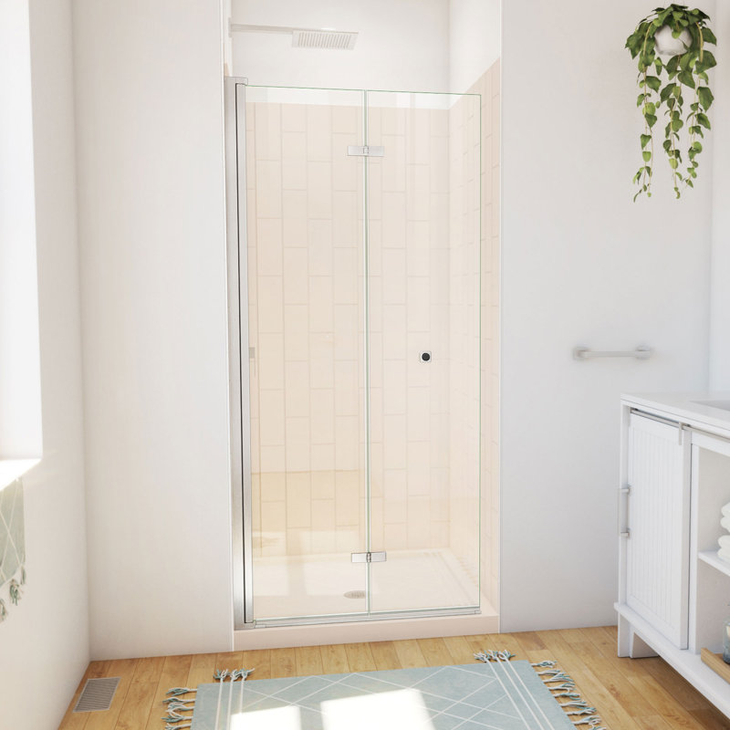 Aqua-Q Fold 36 W X 36 D X 76.75 H Frameless Square Shower Kit, Brushed Nickel