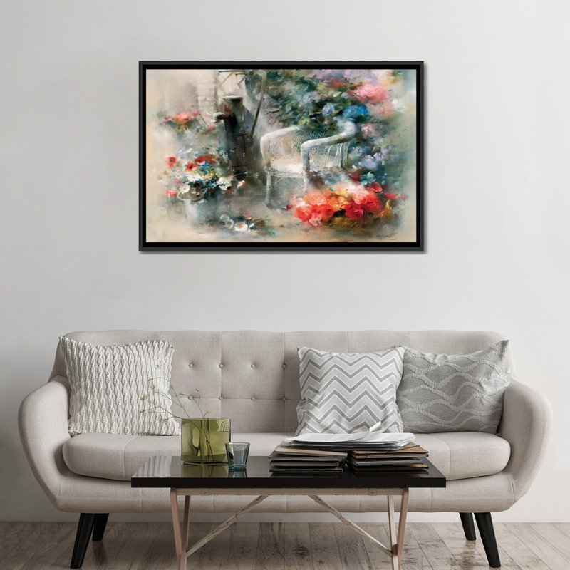 « idyllic place », reproduction sur toile, H 18 po x l 26 po x P 1,5 po, Toile avec cadre noir, Pas de tapis