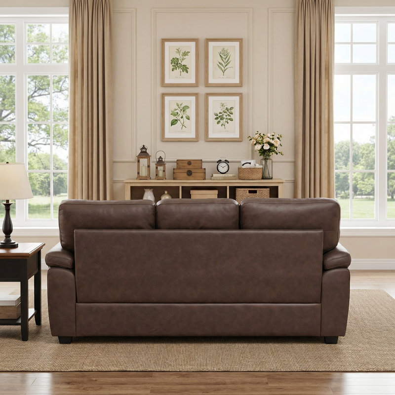  80.5'' Spacious Comfort Leathaire Sofa: The Ultimate Gathering Hub, Brown