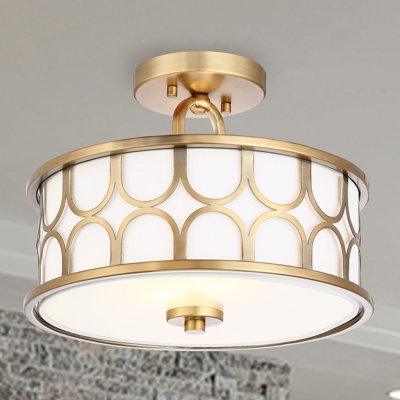 Plafonnier 2 lumières Meridian en laiton naturel