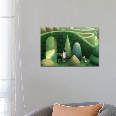 Black Dog by Antoinette Kelly - Wrapped Canvas Print