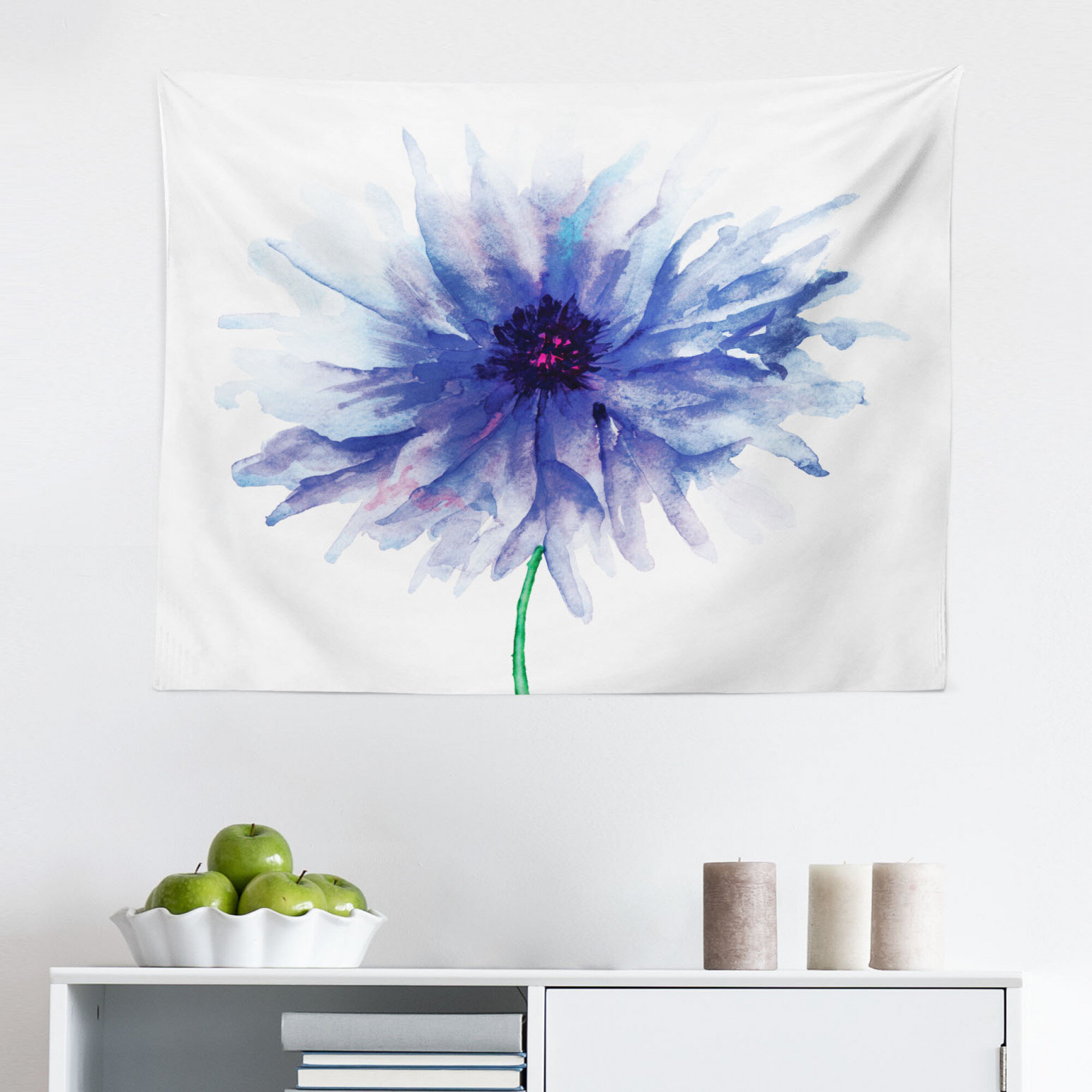 Lunarable Floral Tapestry, Floral Watercolor Style Wildflowers in Country  Lansdcape Colorful Flowers Art Print, Fabric Wall Hanging Decor for Bedroom