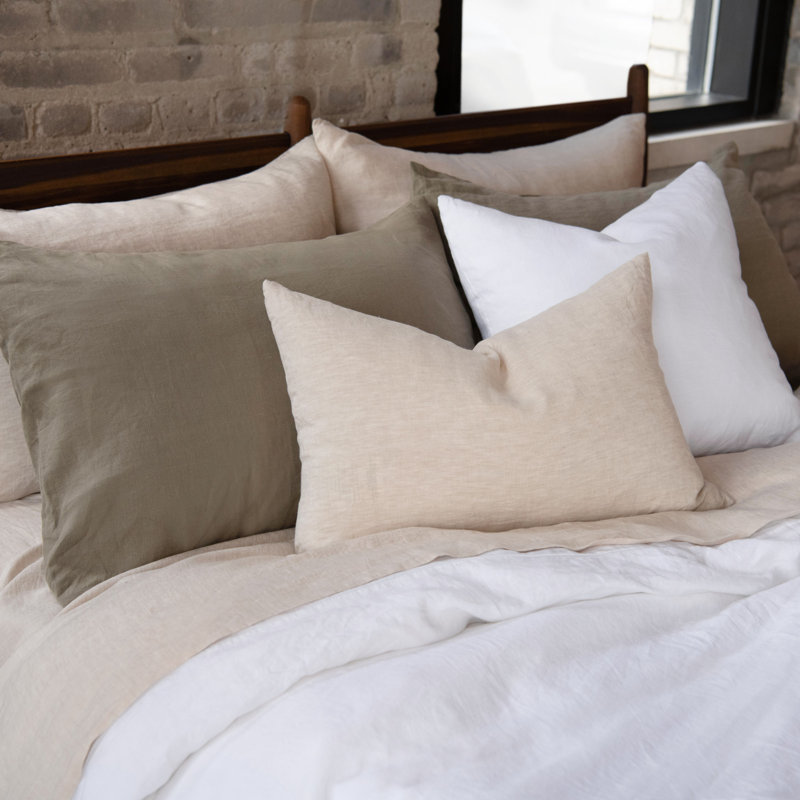 100% French Linen Sheet Set, California King Sheet Set with 2 Pillowcases, Putty Heather