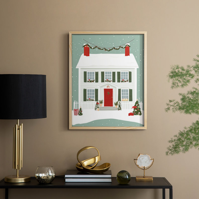 «Christmas Holiday», reproduction d'art encadrée XXV - bois massif, Naturel, 21" H x 17" W