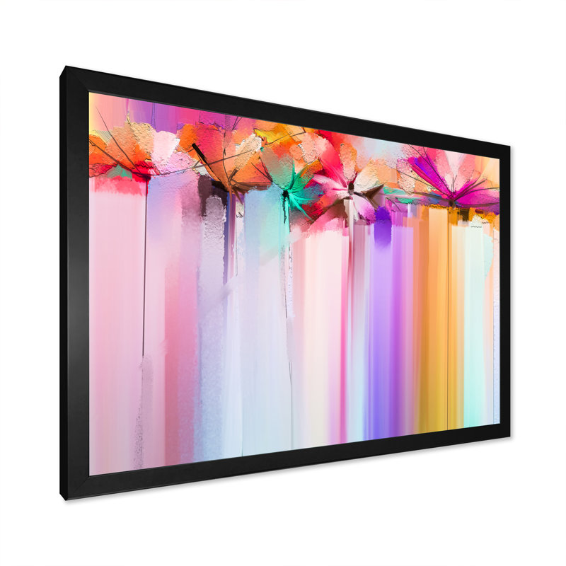 «Paintbursh Flowers Wave Impression», reproduction sur toile flottante, Cadre noir, H 8 po x l 12 po x P 1 po