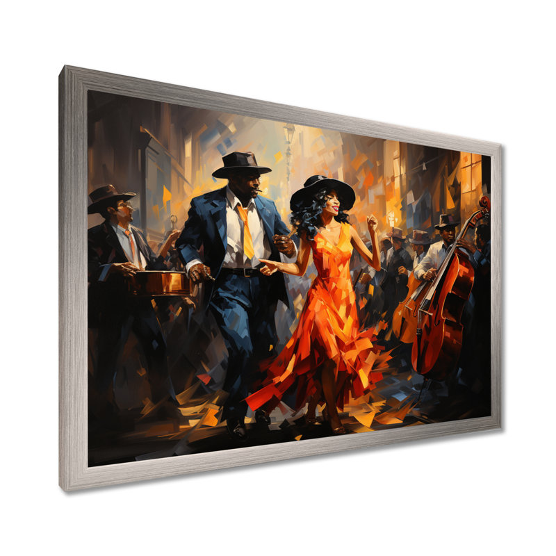 Art africain-américain, Spirit II - Art africain sur toile, art mural, H 34 po x l 44 po x P 1,5 po, Cadre simple argenté