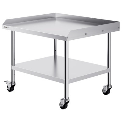Table de travail en acier inoxydable, table de préparation commerciale de 30 x 36 x 30 pouces avec 4 roues, roulettes, table de préparation robuste à 3 côtés, table de travail en métal pour restaurant Home Hotel
