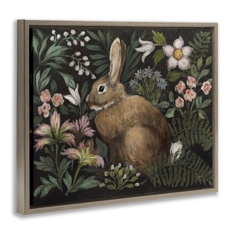 Cadre flottant Flora and Fauna Bunny, design par Julia Purinton, Cadre flottant orme Montalcino, H 17 po x l 21 po