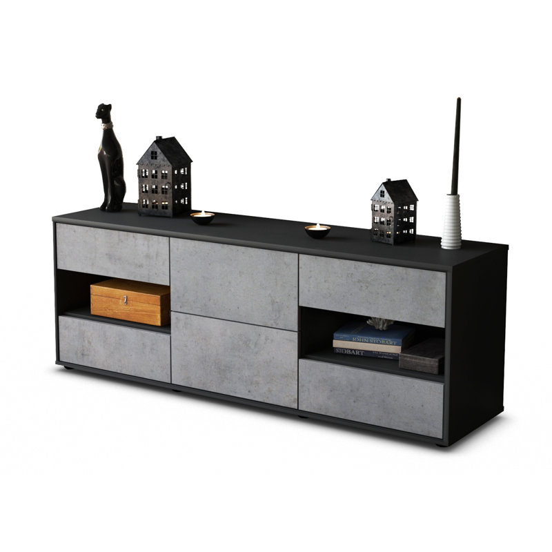 Ybanez TV Stand, Concrete / Matte Anthracite