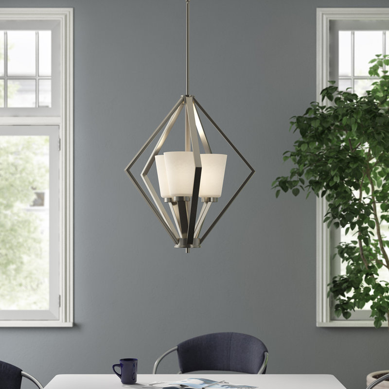 Lustre géométrique à 3 lumières Naccarato, Nickel brossé
