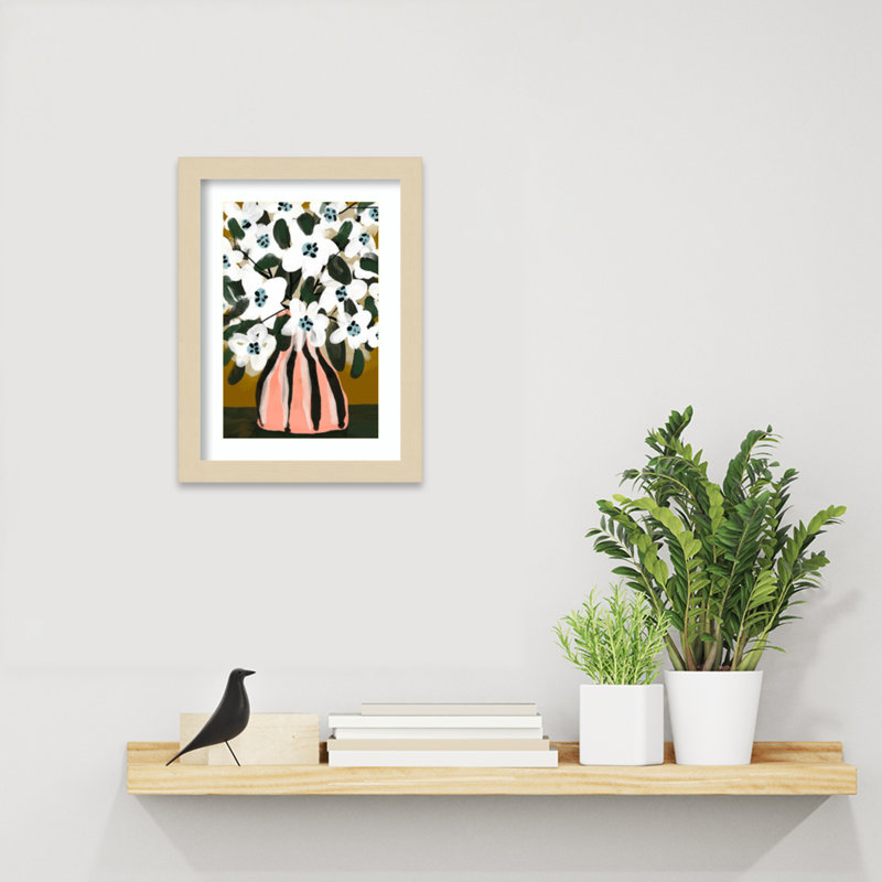 «Galya Pastel Flower Impression No 9» par Treechild, impression sur bois encadrée, Brun, H 13 po x l 10 po