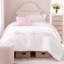 Ensemble de couette 4 pièces en microfibre rose brodée à motifs floraux, taille Twin/Twin XL